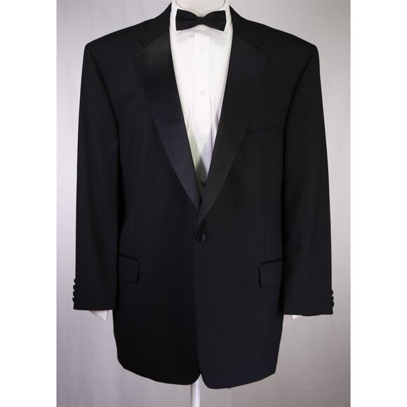 Jos A Bank Black Tuxedo Formal 1-Btn Wool Suit Men's 50R - Picture 2 of 9